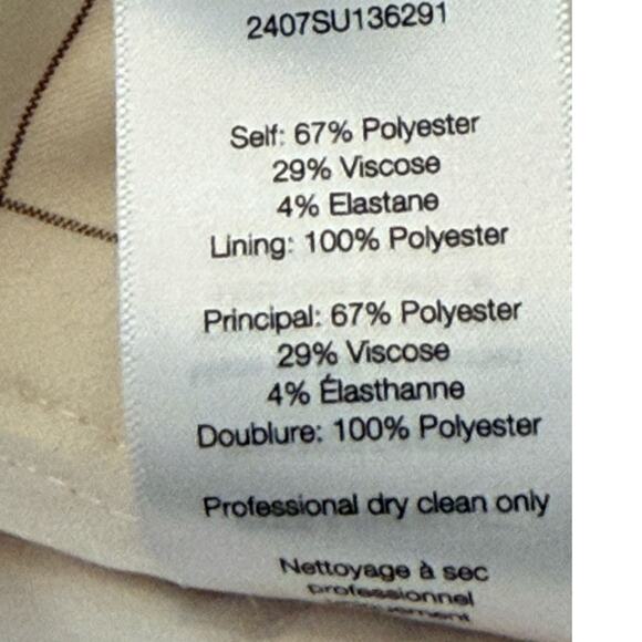 Veronica Beard *NWT ($478) | Ecru & brown window pane Tonelli pants | size 00 - Picture 10 of 11